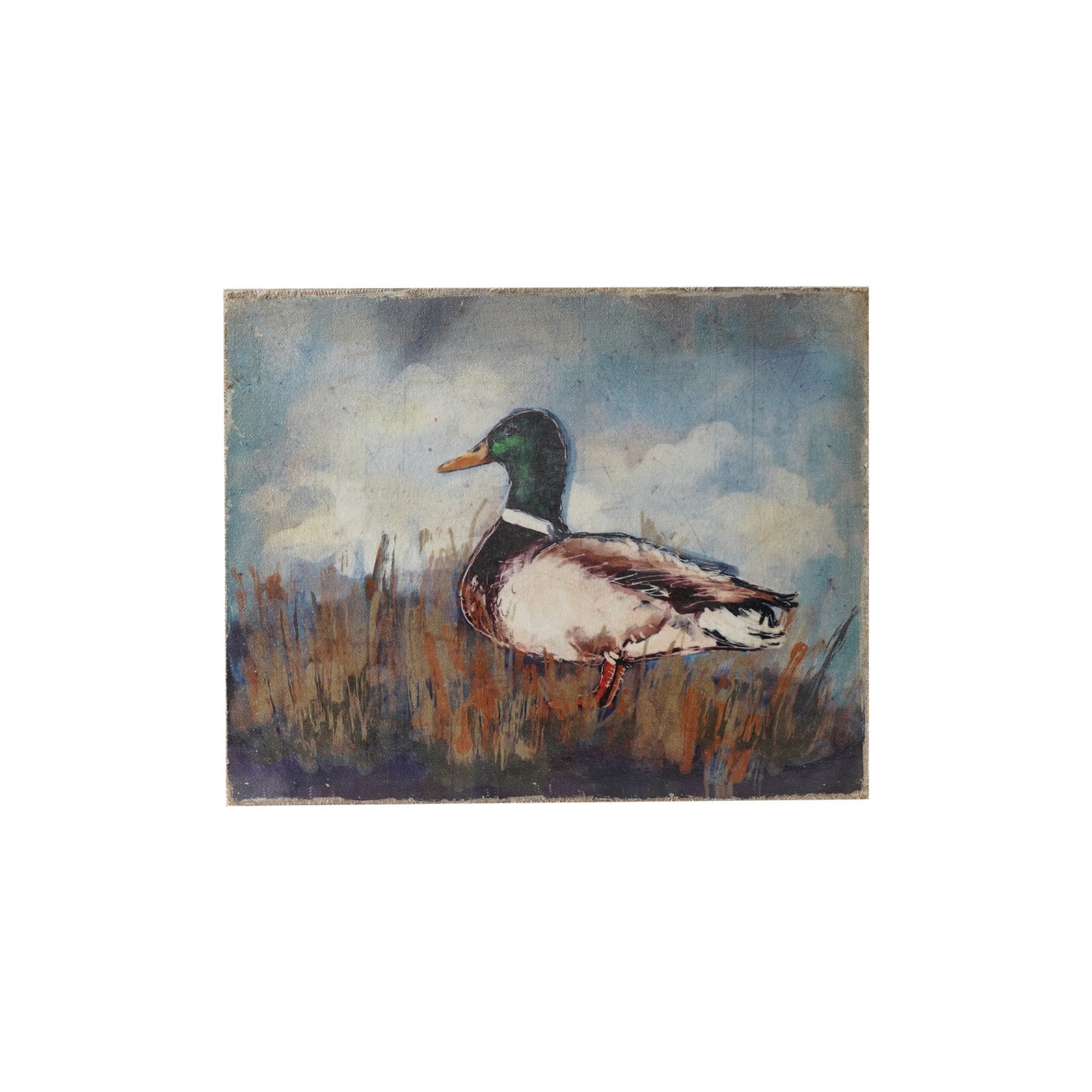 Canvas Wall Decor w/Duck Image, Distressed Finish