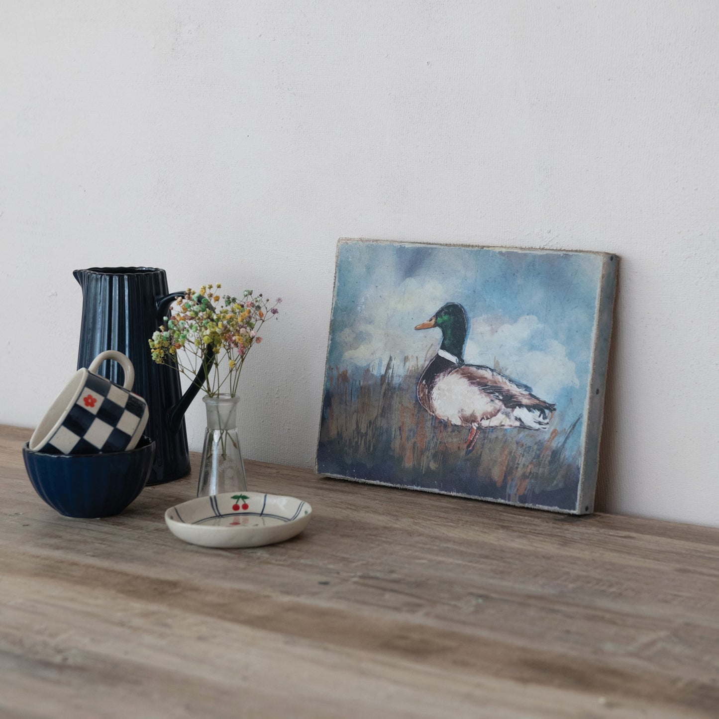 Canvas Wall Decor w/Duck Image, Distressed Finish