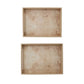 MDF & Burl Wood Veneer Trays w/Handles Natural (Two Sizes)