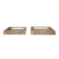 MDF & Burl Wood Veneer Trays w/Handles Natural (Two Sizes)