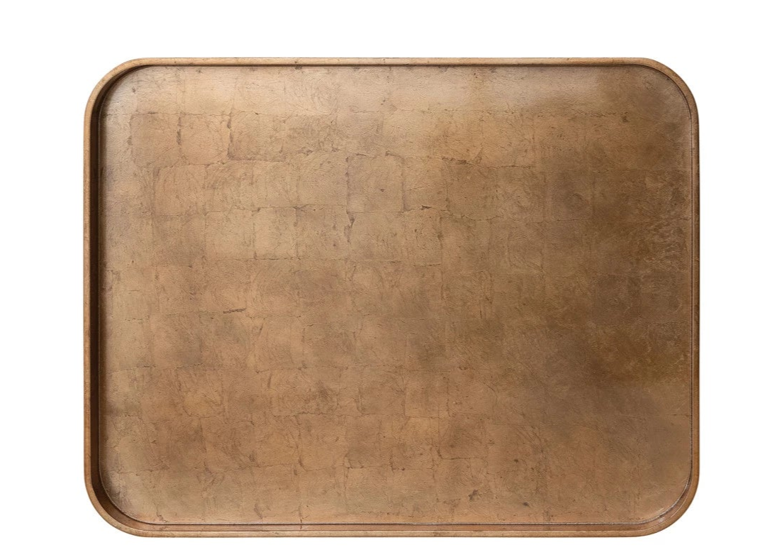 MDF Lacquered Trays w/Foil, Copper & Gold Finish (2 Sizes)