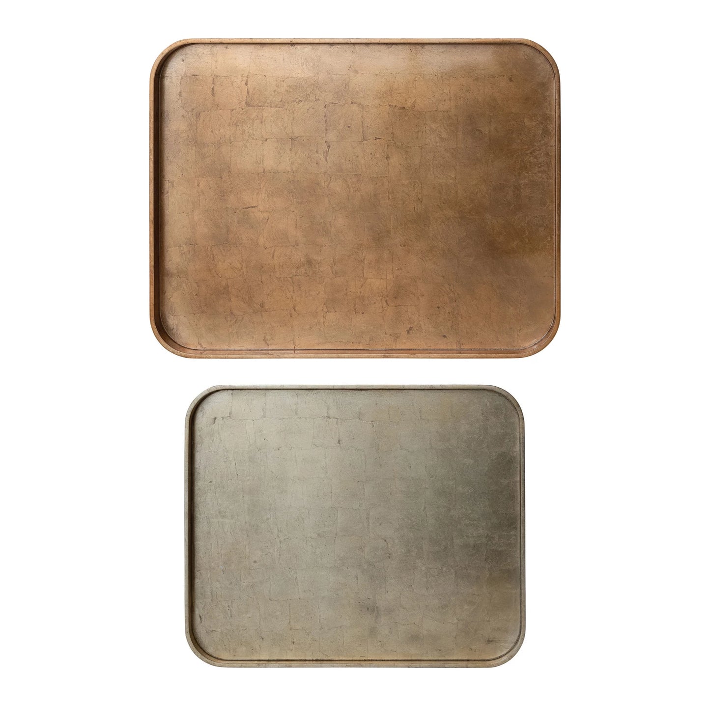 MDF Lacquered Trays w/Foil, Copper & Gold Finish (2 Sizes)