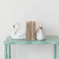 Stoneware Swan Shaped Bookends, White, Orange Color & Black (Set of 2)