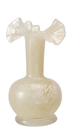 Art Glass Vase w/Ruffle (3 Colors) Each One Will Vary