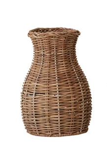 Hand-Woven Rattan Vase w/Removable Glass Insert  (4 Styles)