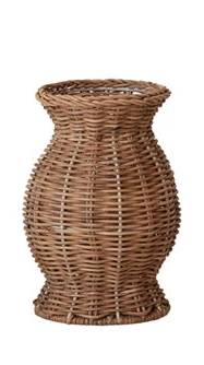 Hand-Woven Rattan Vase w/Removable Glass Insert  (4 Styles)