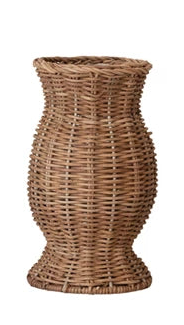 Hand-Woven Rattan Vase w/Removable Glass Insert  (4 Styles)
