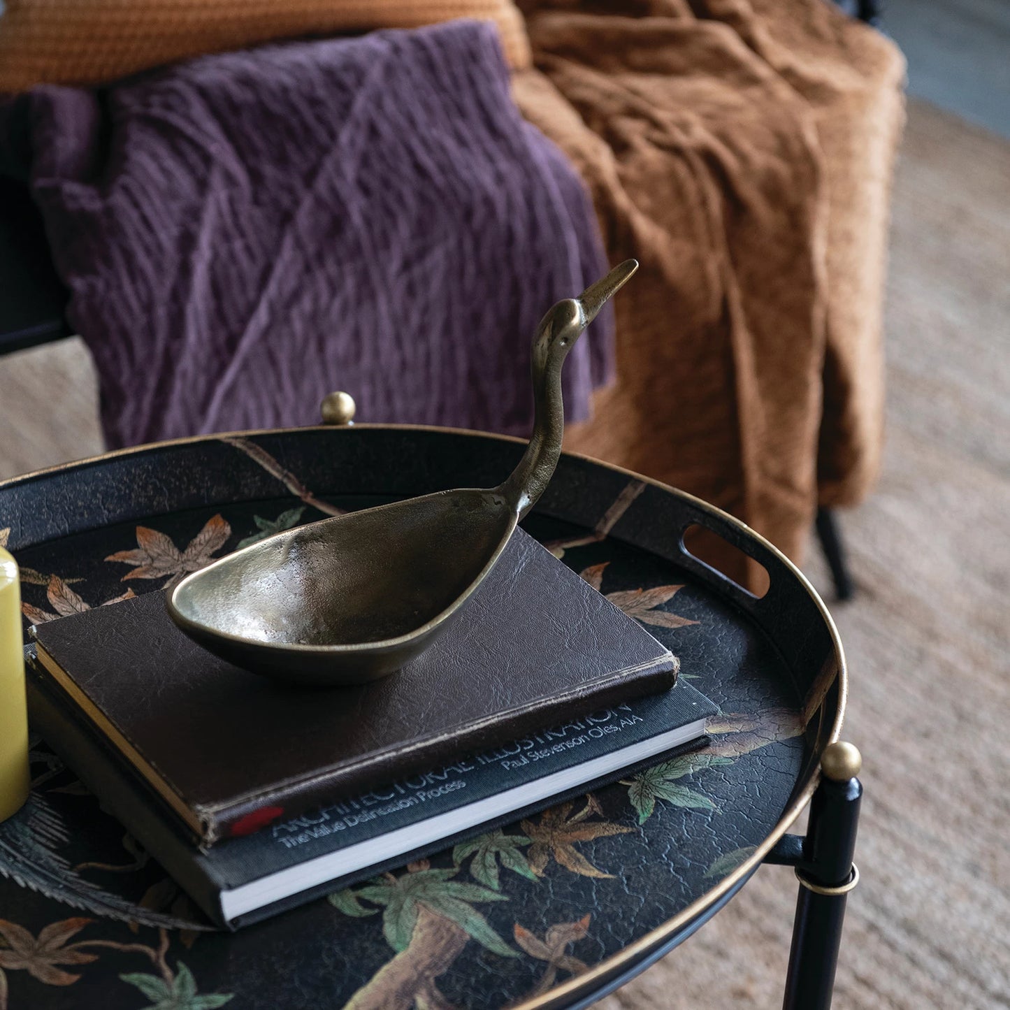 Cast Aluminium Bird Shaped Bowl, Antique Brass Finish