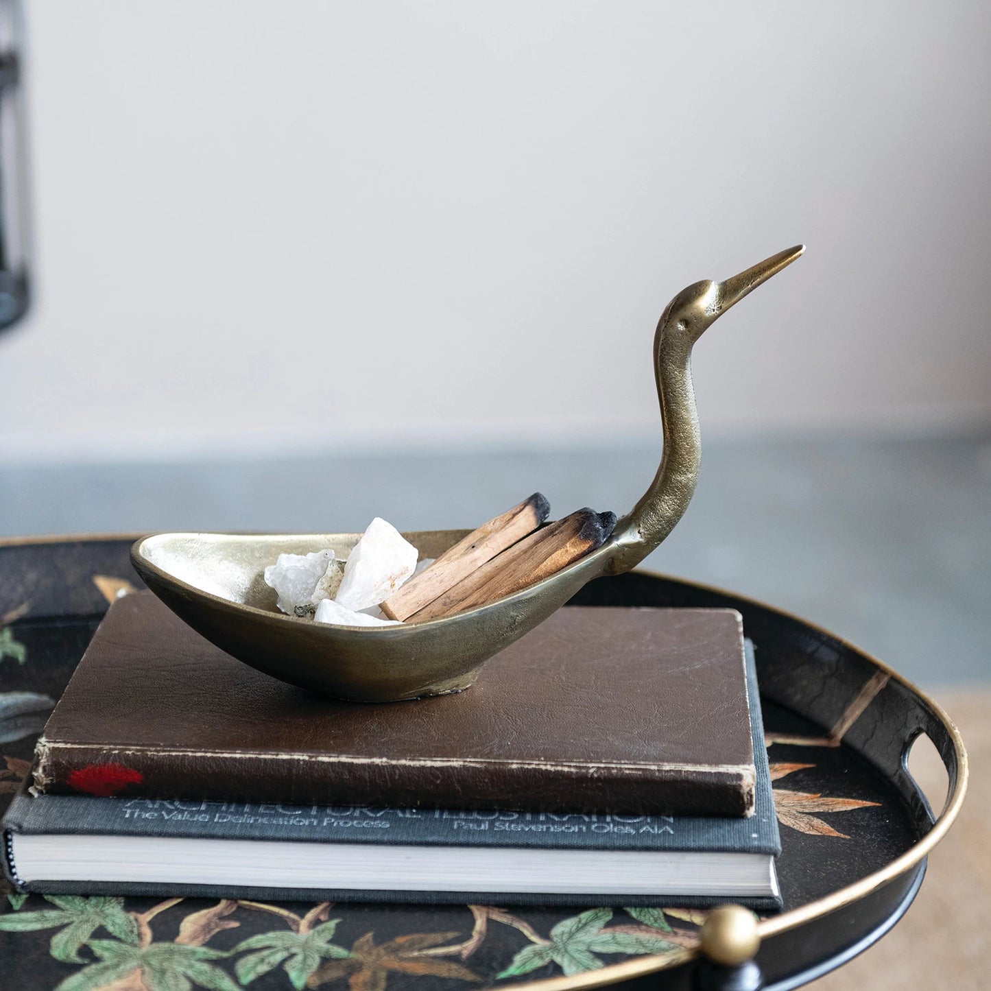 Cast Aluminium Bird Shaped Bowl, Antique Brass Finish