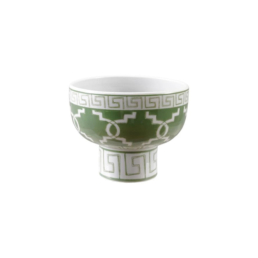 Hand-Painted Stoneware Footed Bowl w/Geometric Pattern (Each One Will Vary)