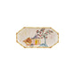 Hand-Painted Stoneware Octagon Shaped Plate w/House, Tree & Bamboo Style Edge