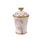 Hand-Painted Stoneware Canister w/Palm Trees & Bamboo Style Edges