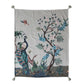 Fabric Blend Chenille Throw w/Peacock, Birds, Butterfly, Botanicals & Tassels