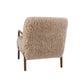 Faux Fur Upholstered Chair w/Rubberwood Frame, Cream Color & Walnut Finish