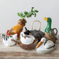 Stoneware Pelican Shaped Butter Dish - Hand Painted