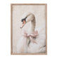 Wood Framed Glass Wall Decor w/Swan in Bow , Distressed Finish
