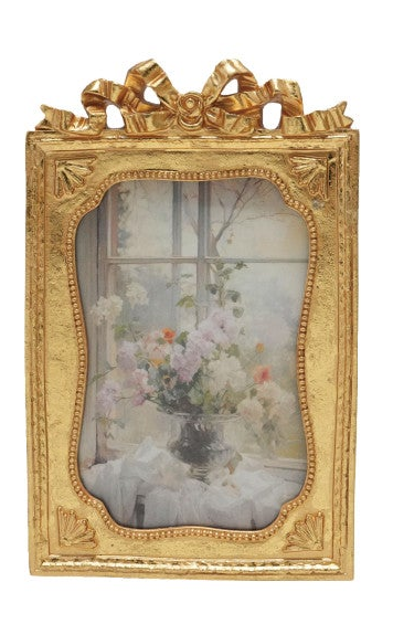 Resin Photo Frame w/Bow, Gold Finish (3 Styles)