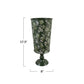 Metal Footed Vase w/Floral Pattern, Green, Grey & White