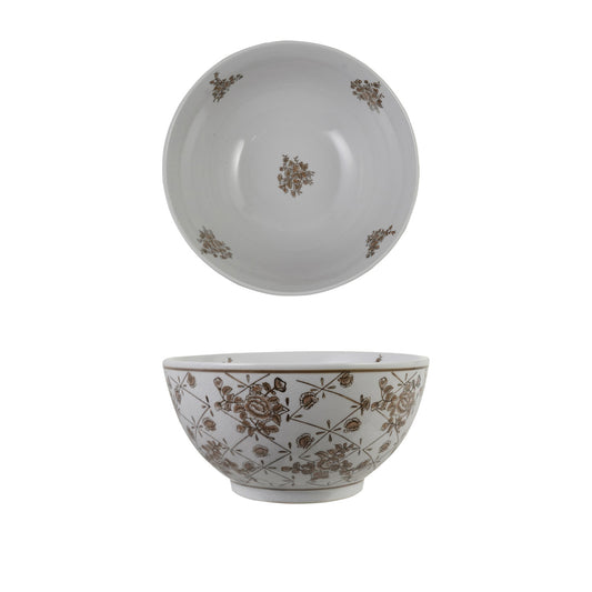 Hand-Painted Stoneware Bowl w/Floral Pattern (Each Will Vary)