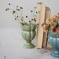 Stoneware Scalloped Footed Vase (2 Colors) (Each Will Vary)
