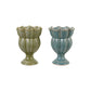 Stoneware Scalloped Footed Vase (2 Colors) (Each Will Vary)