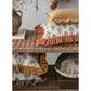 Square Cotton Slub  Printed Pillow w/Velvet Ruffle