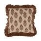 Square Cotton Slub  Printed Pillow w/Velvet Ruffle