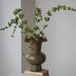 Opaque Glass Footed Ruffled Vase - Olive Color