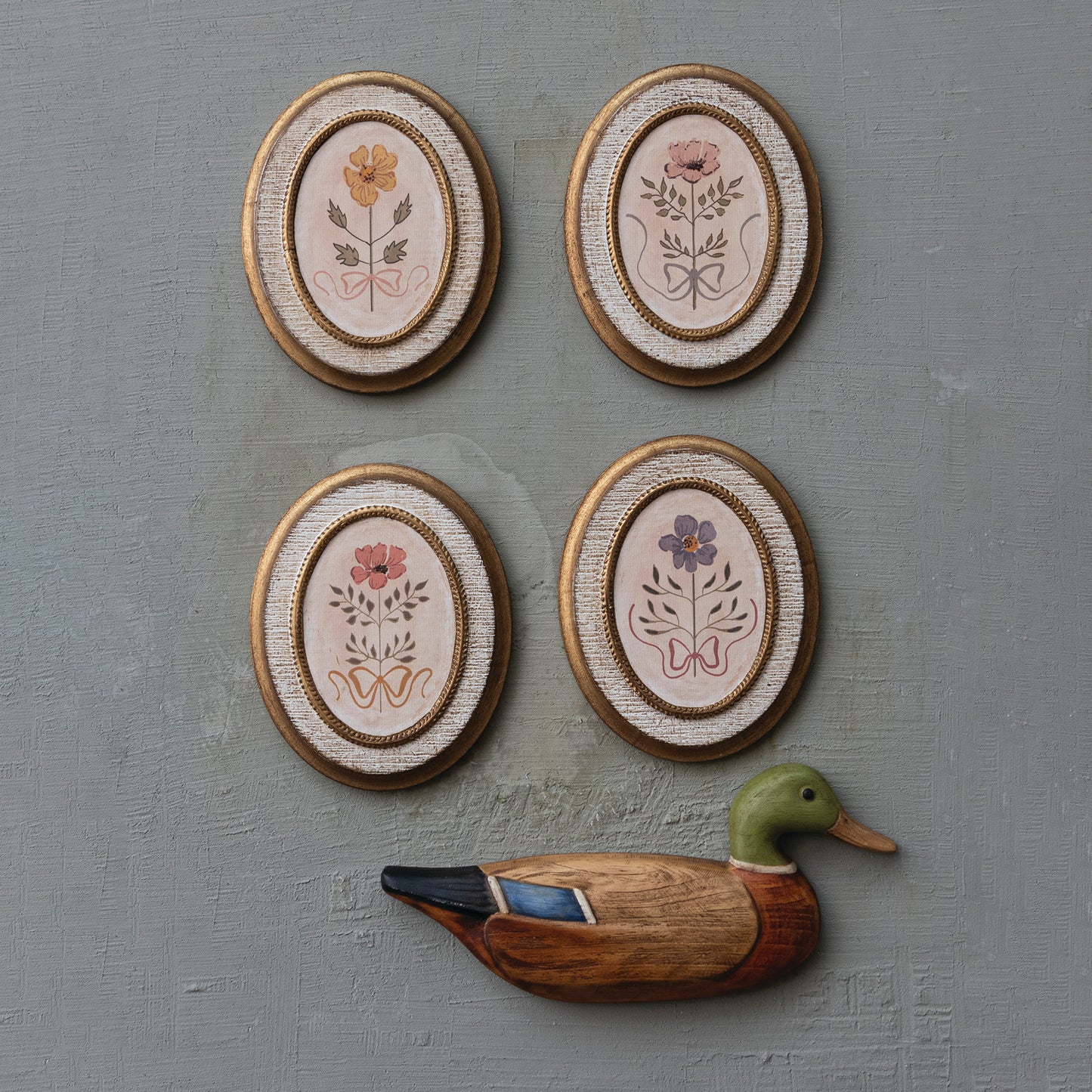 Hand-Painted Carved Wood Mallard Wall Decor