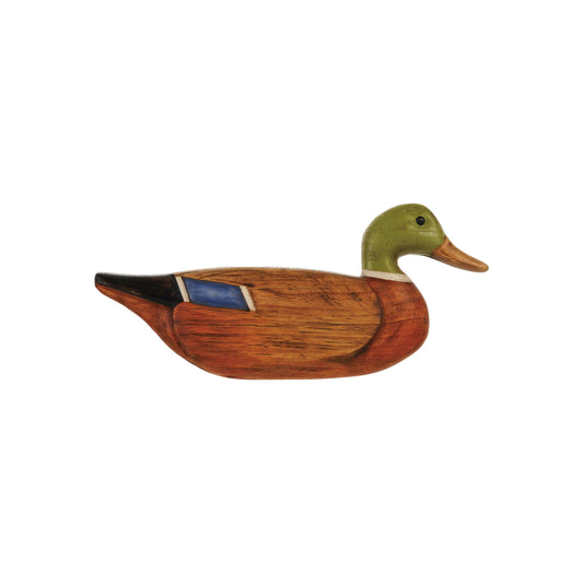 Hand-Painted Carved Wood Mallard Wall Decor