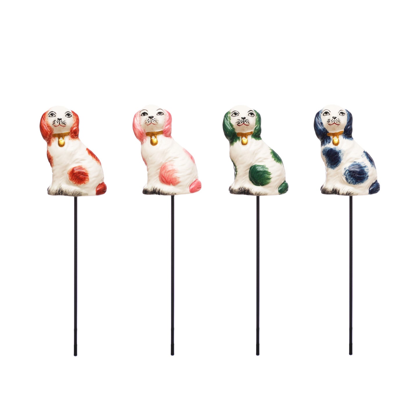 Stoneware Staffordshire Dog Plant Stake (4 Colors)