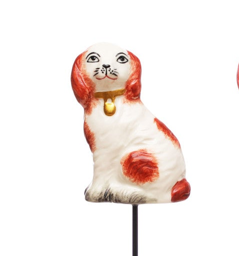 Stoneware Staffordshire Dog Plant Stake (4 Colors)