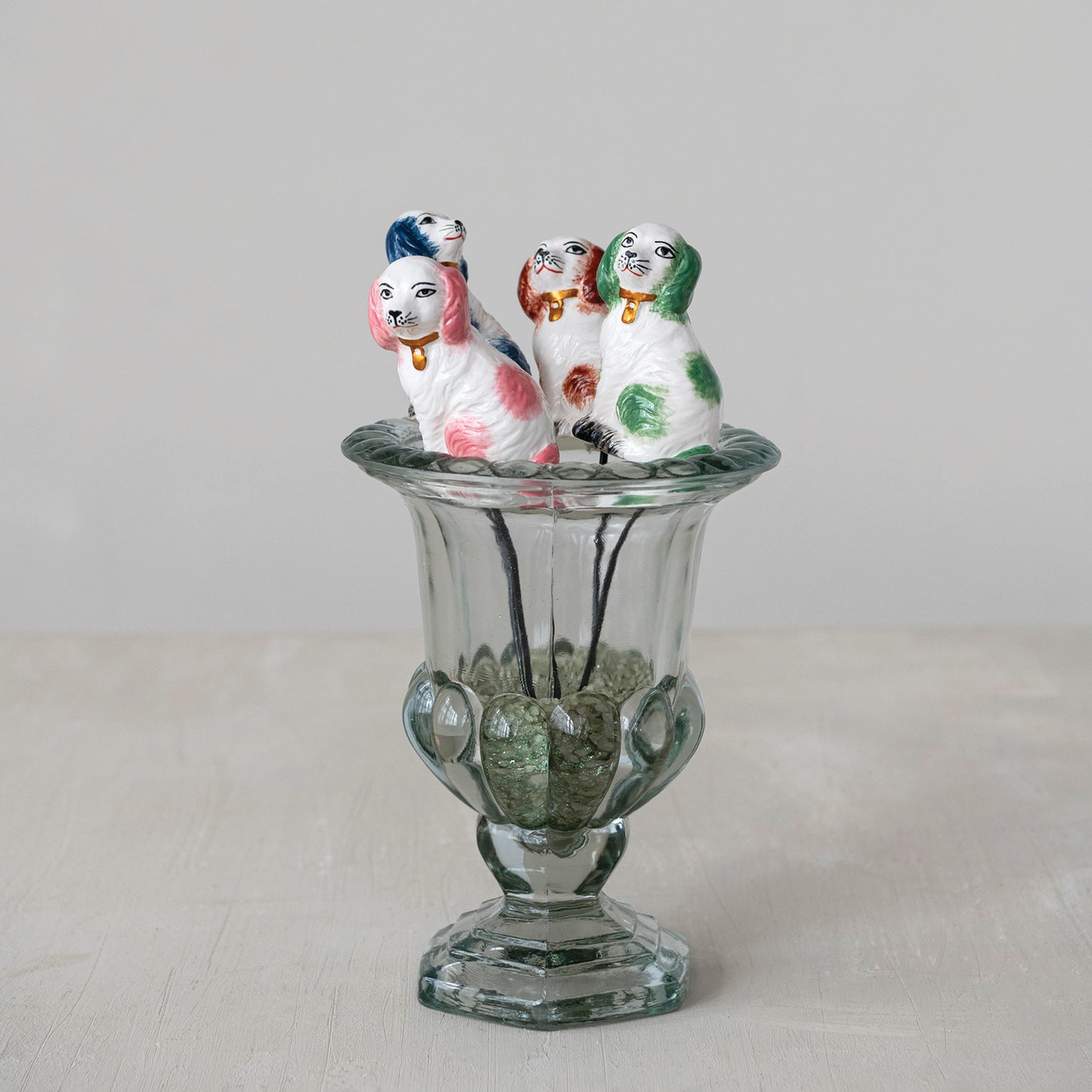 Stoneware Staffordshire Dog Plant Stake (4 Colors)