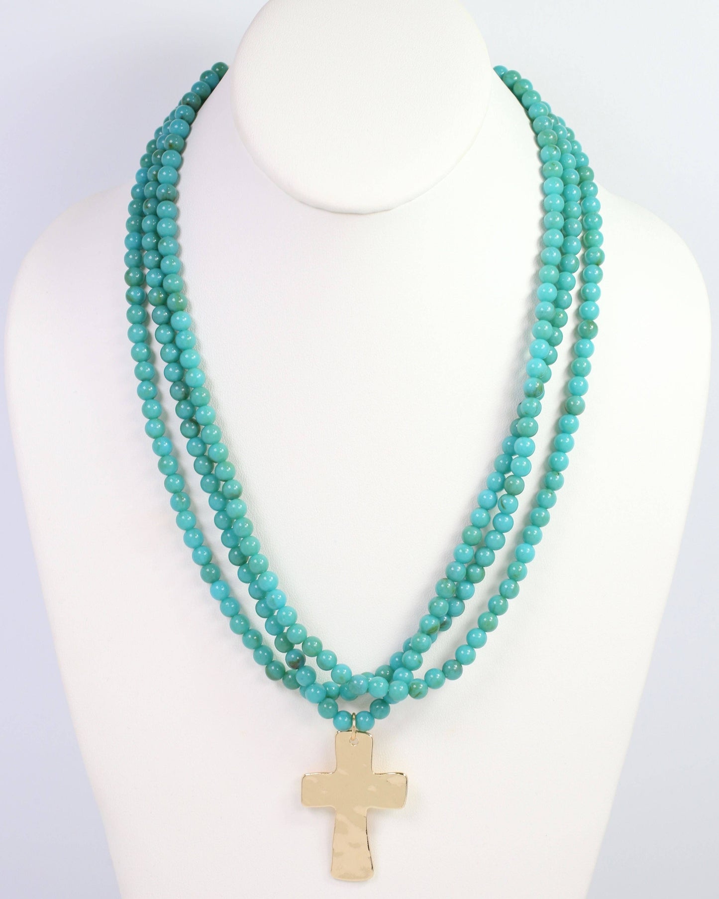 Barstow Layered Beaded Cross Necklace Turquoise: Default