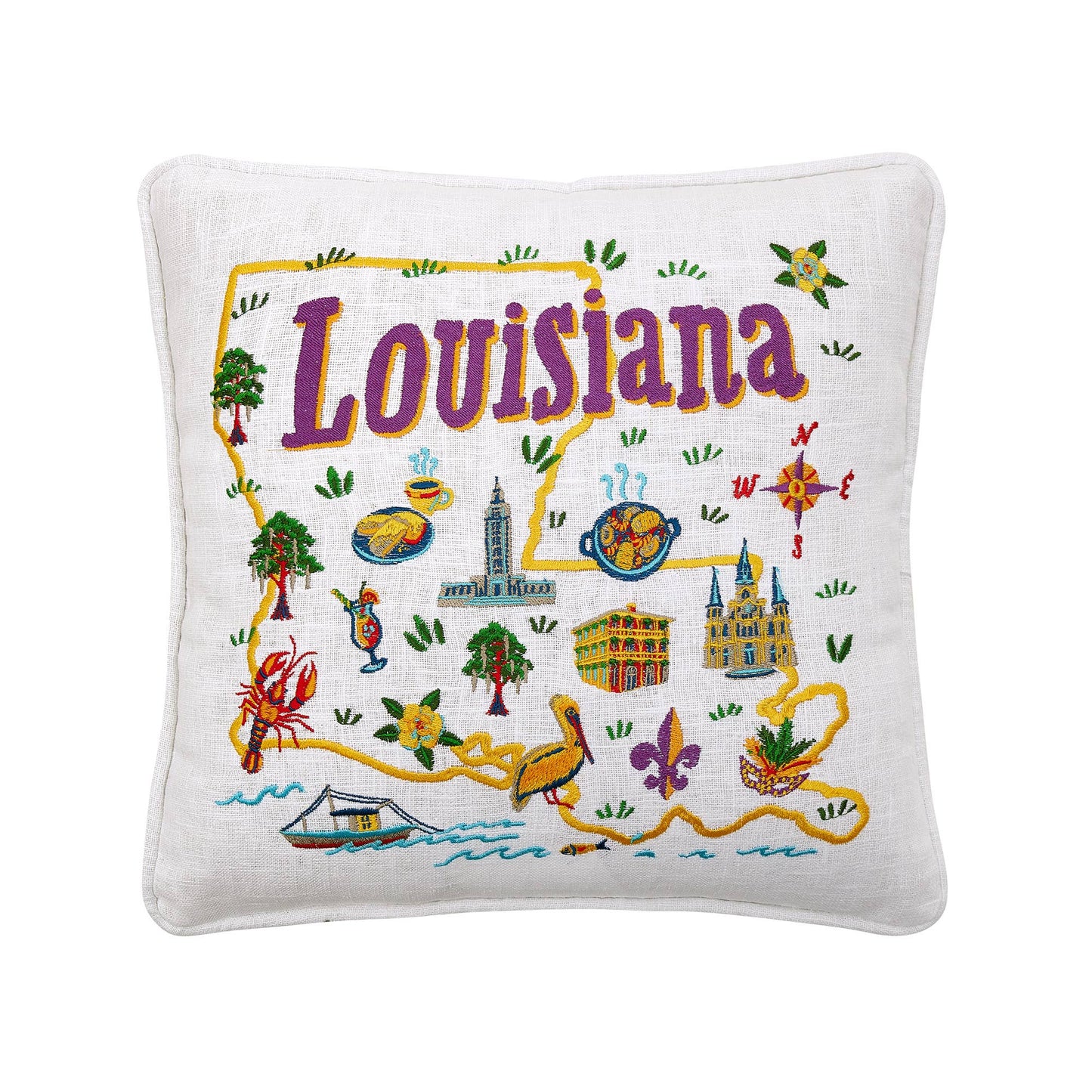 Louisiana Embroidered Pillow - Angela Staehling
