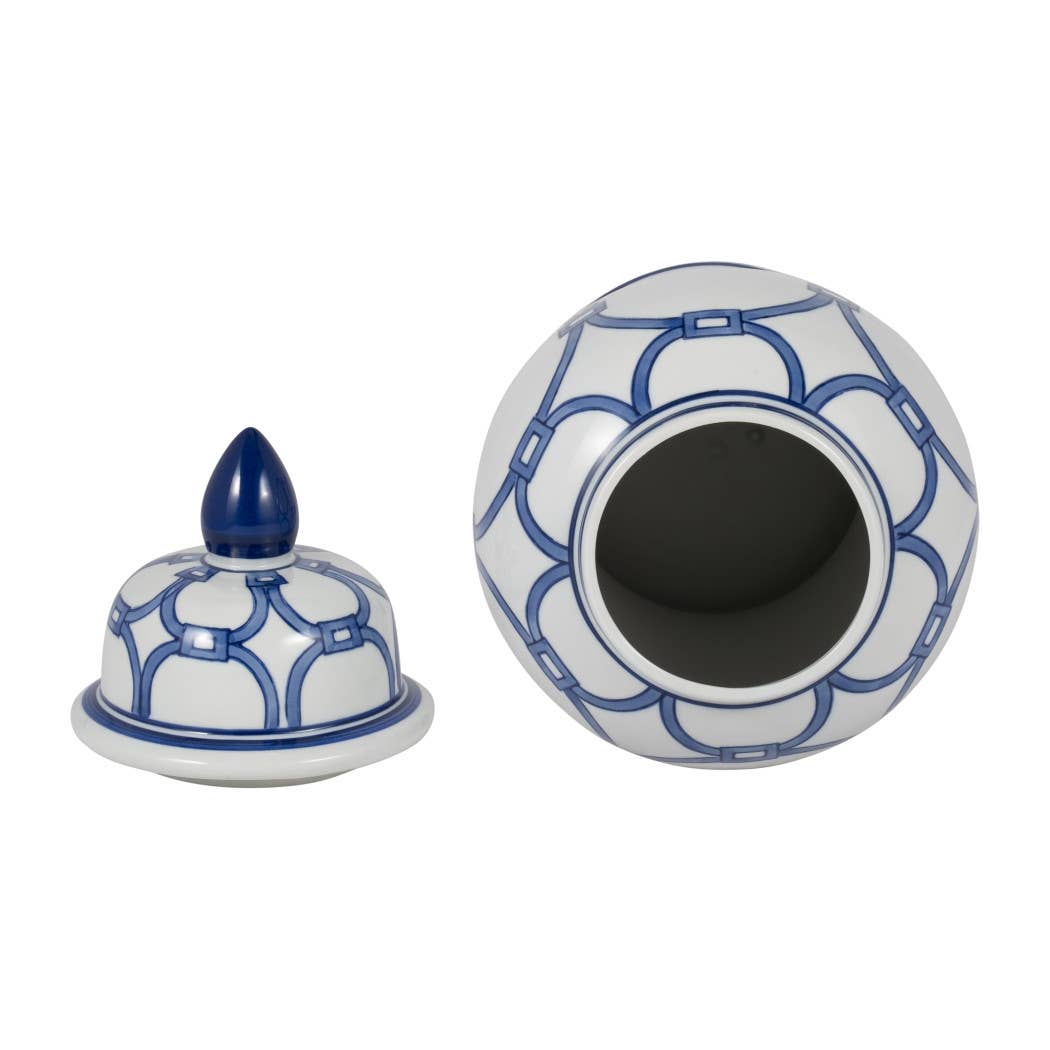 Ceramic Links Lidded Decorative Temple Jar - Blue, 14 in.