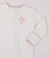 Pip Embroidered Zip Romper -Pink Cross: 3-6 mo