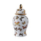Multicolor 14x7 in. Ceramic Glam Temple Jar with Butterflies
