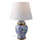 Table Lamp - Blue Ceramic Chinoiserie Floral Birds, 19 in.