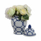 Ceramic Links Flower Decorative Temple Jar - Blue, 11 in.