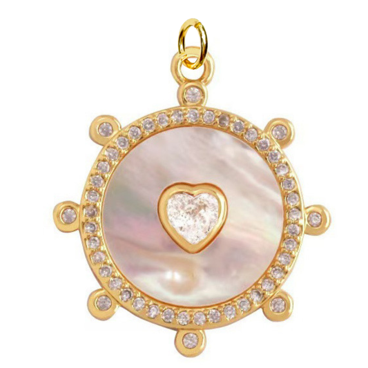 Round Heart Mother Of Pearl Charm For Charm Necklace