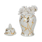 Decorative Temple Jar - White Ceramic Gold Cherry, 14 in.
