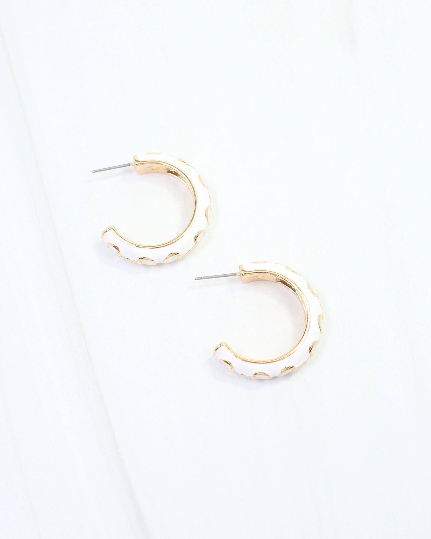 Kaylene Horsebit Hoop Earring White