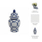 Ceramic Links Flower Decorative Temple Jar - Blue, 11 in.