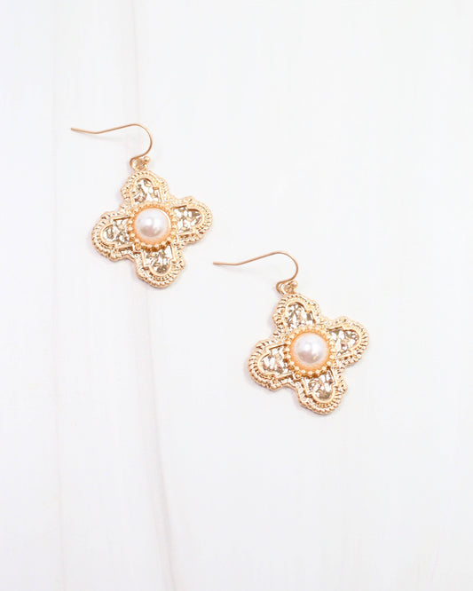 Pyxie Cross and Pearl Earring Gold: Default