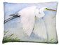Pillow - Egret Flying (White) - indoor / outdoor cushion: 19x24