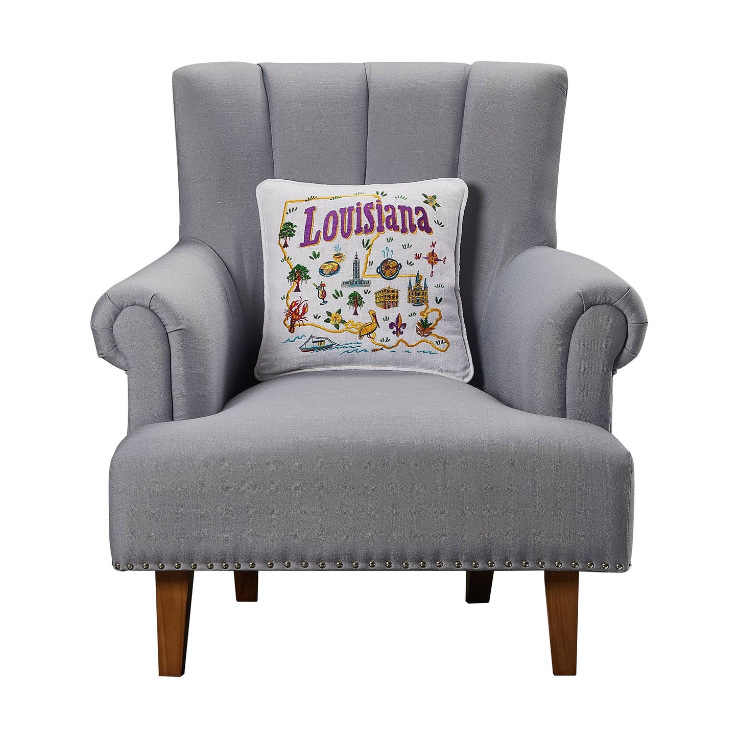 Louisiana Embroidered Pillow - Angela Staehling
