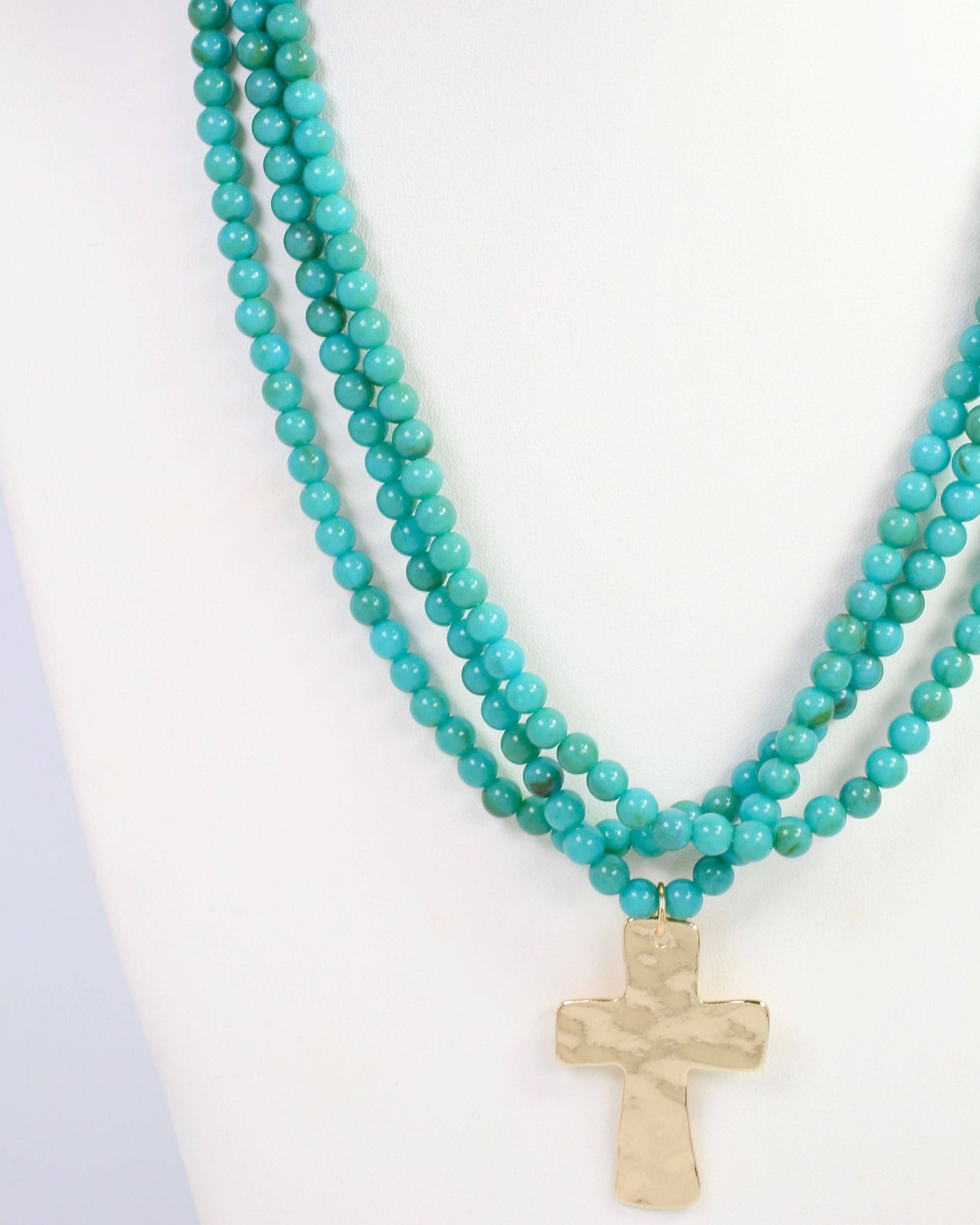 Barstow Layered Beaded Cross Necklace Turquoise: Default