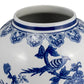 Blue 18 in. Ceramic Chinoiserie Temple Jar with Bird/Flower
