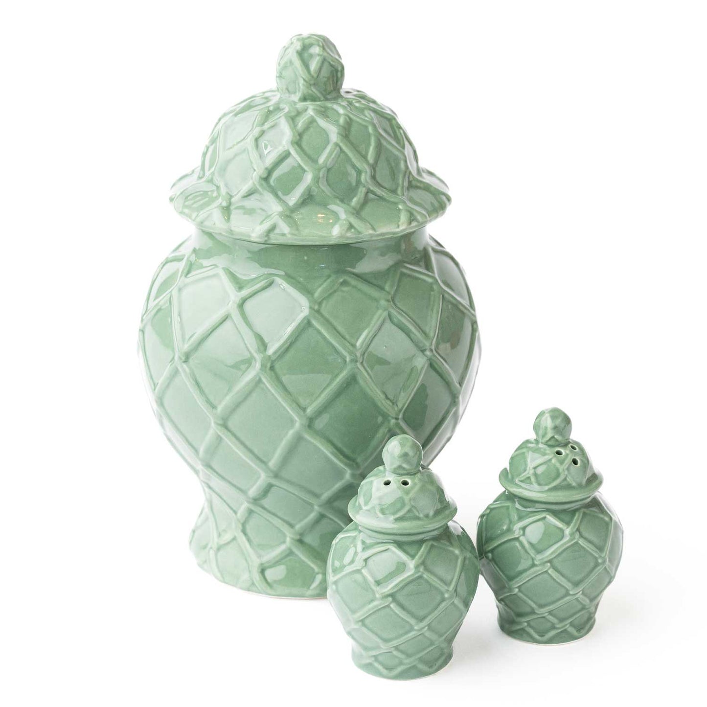 Green Textured Ginger Jar - Small
